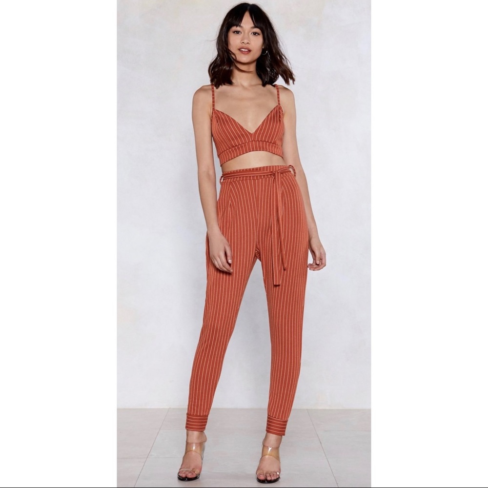 NWT! Nasty Gal Burnt Orange Crop Top & Pant Set